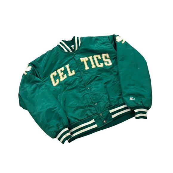 Vintage 1980's Starter Boston Celtics NBA Satin Jacket Green Men's Large - Picture 3 of 10
